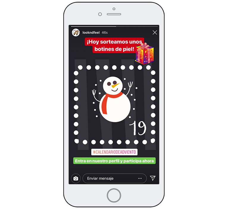 Ejemplo de cómo difundir tu calendario de adviento en stories