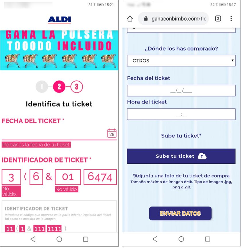 campos para validar codigos verificar clientes