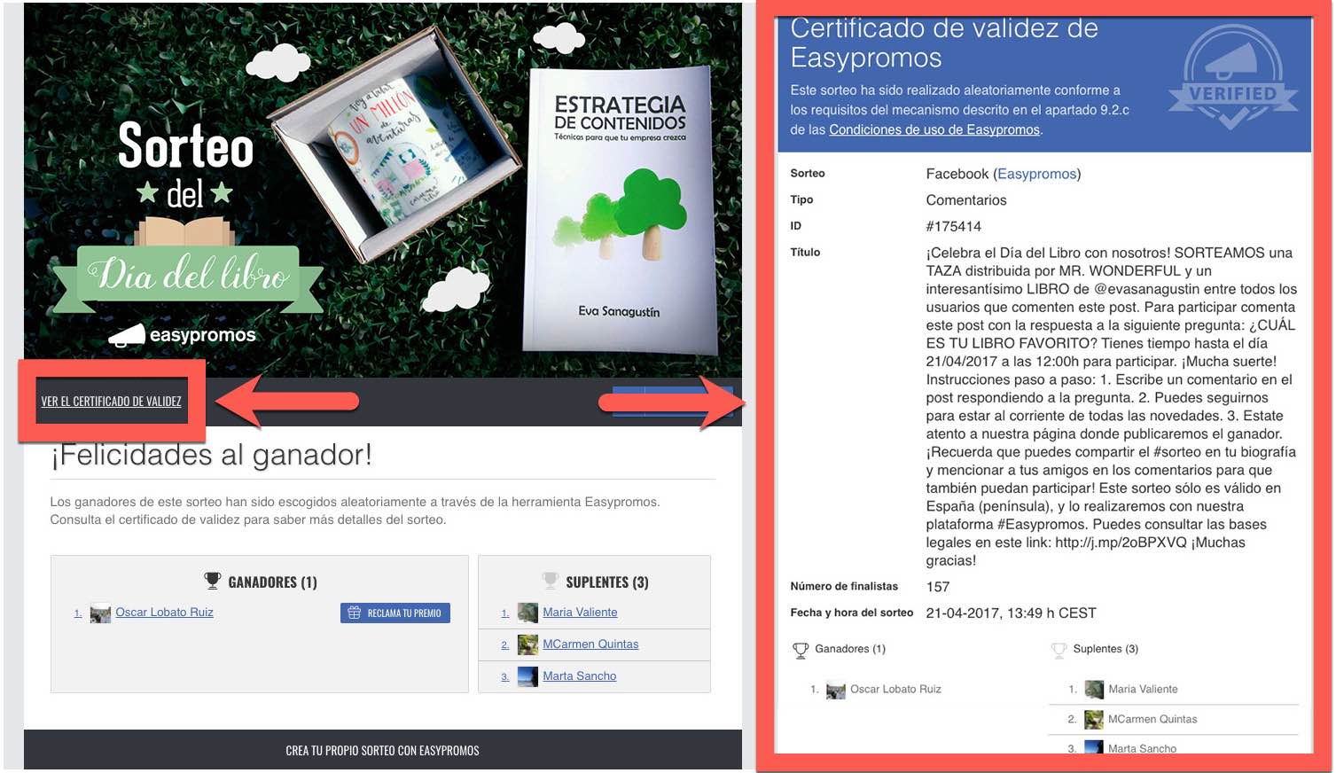 certificado validez ganadores