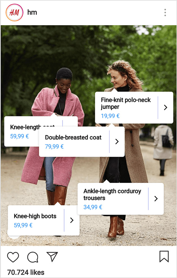 ejemplo de enlaces shoppable