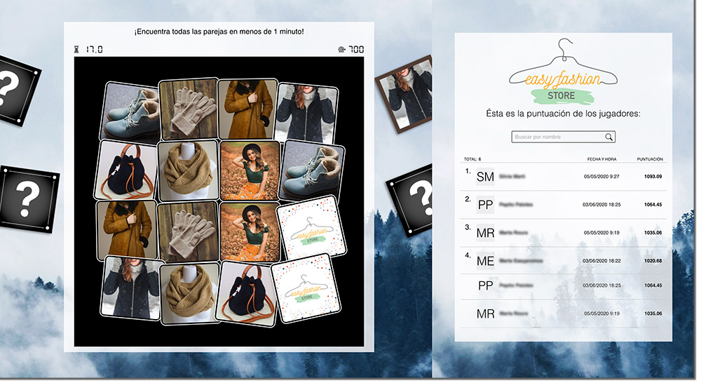 ejemplo de memory de una tienda de ropa