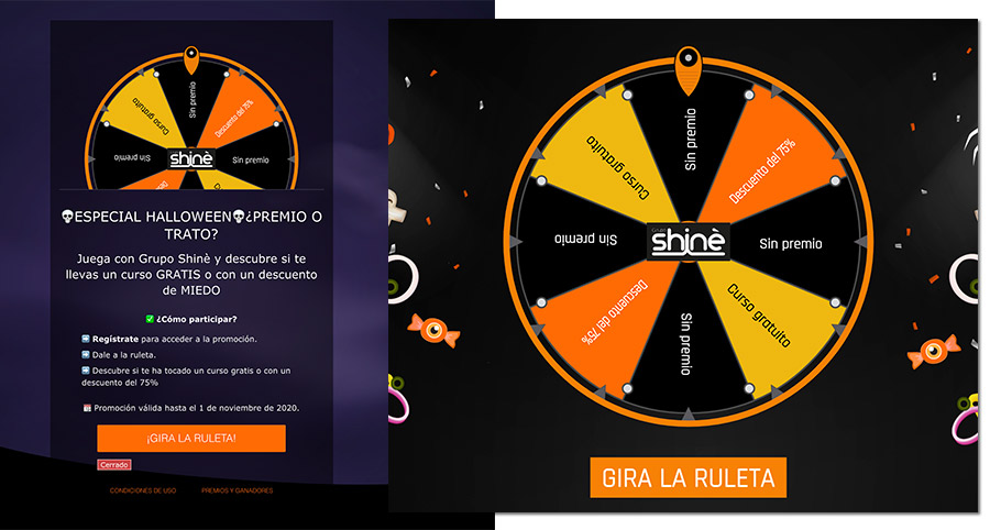 ejemplo de posicionamiento de marca a través de una ruleta de premios