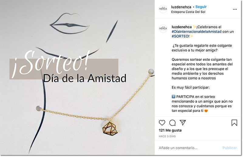 ejemplo de sorteo en instagram