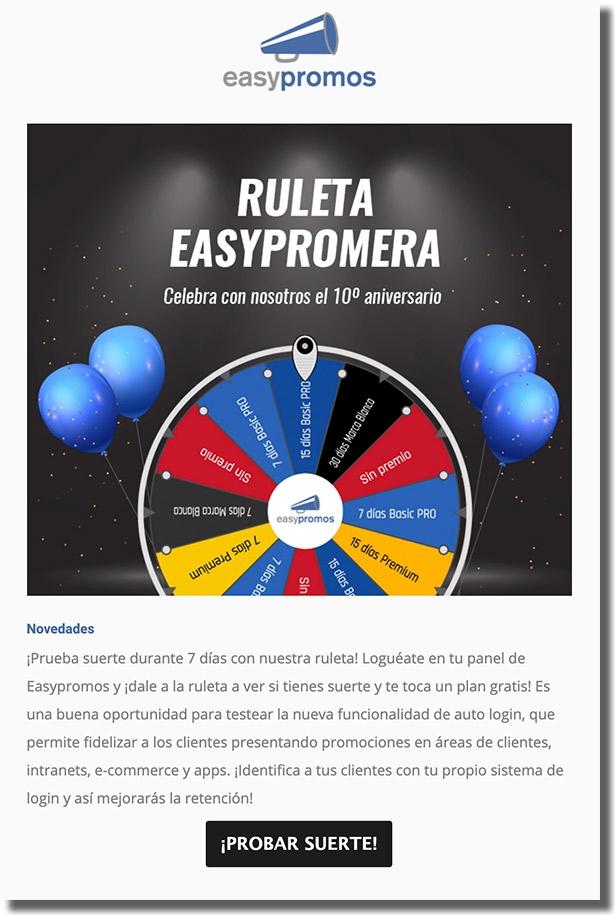 Ejemplo de gamificación a través de un email