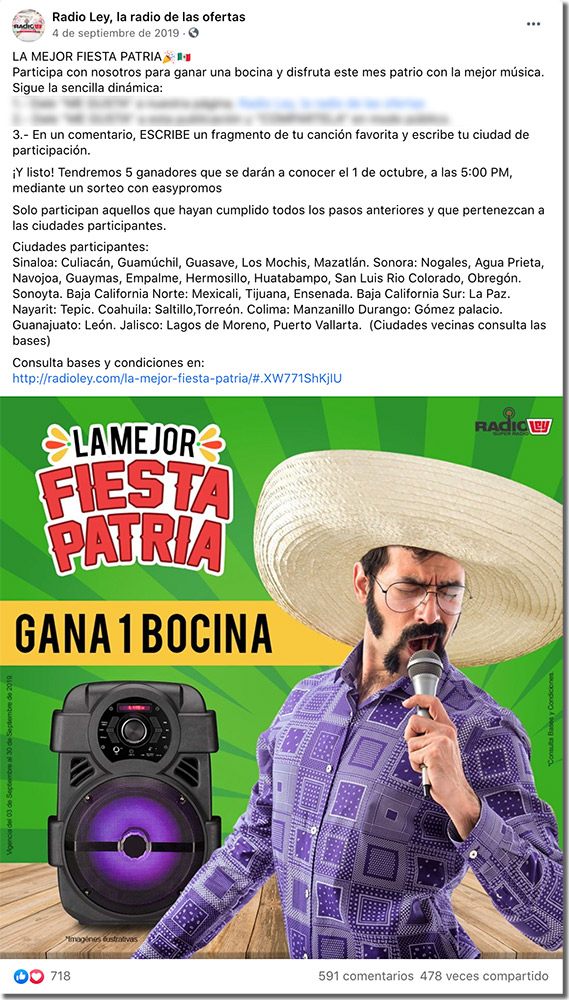 ejemplo sorteo mes de la patria méxico