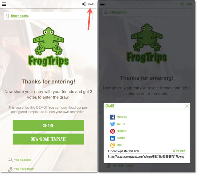 thank you page share on whatsapp