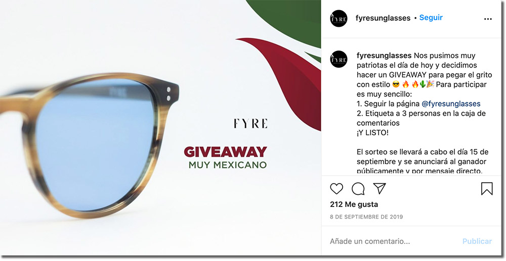 ejemplo de sorteo en instagram del mes patrio