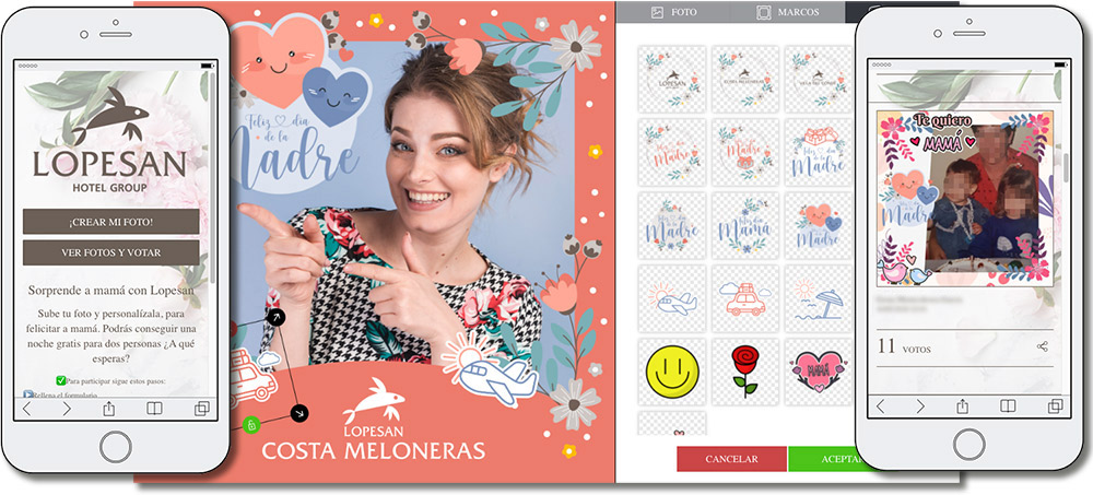 ejemplo de aplicación para hacer postales para el Día de la Madre