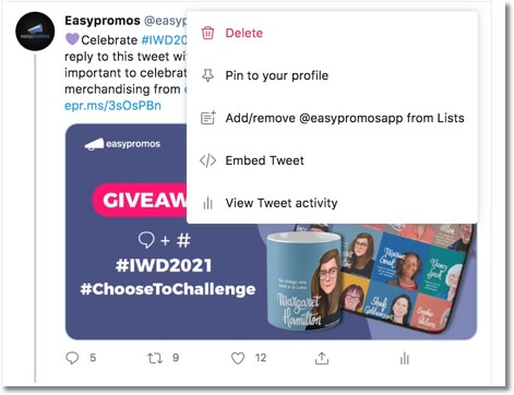 pin tweet to the top of the page