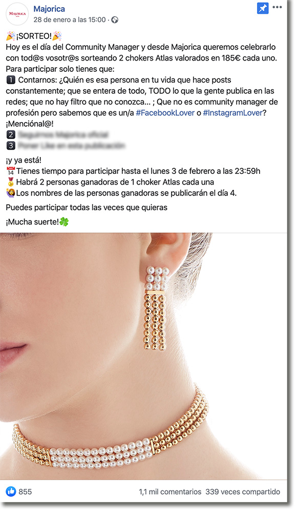 ejemplo de promoción de un producto en Facebook