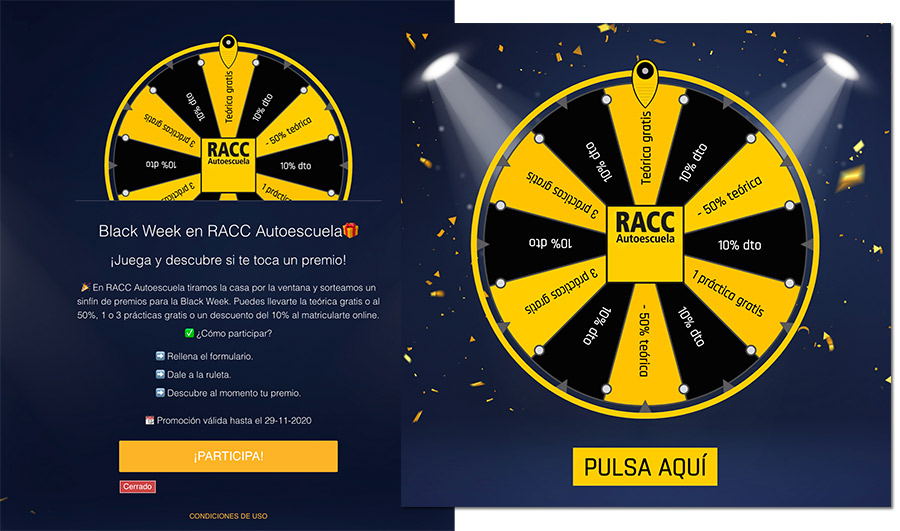 Ruleta Black Friday de Autoescuela RACC