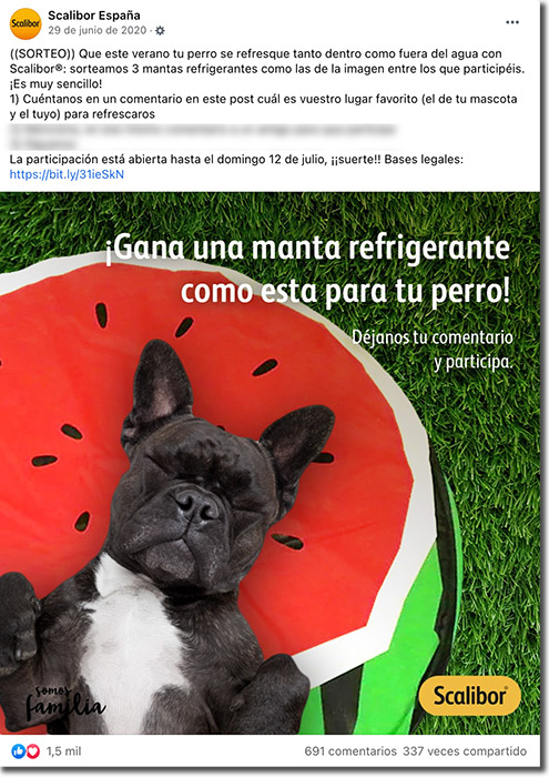 ejemplo de sorteo del día del perro en Facebook