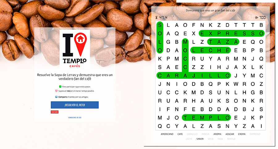 Ejemplo de sopa de letras del sector consumo