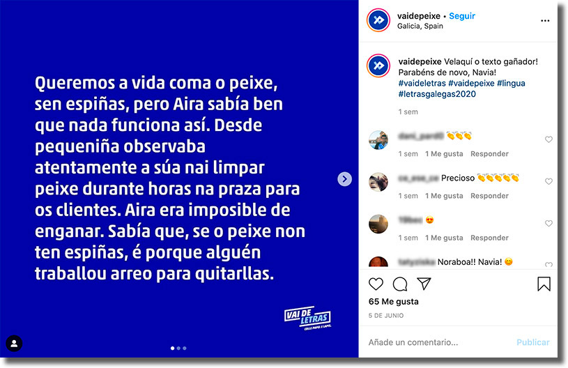 relato de la persona ganadora del concurso Vai de Letras