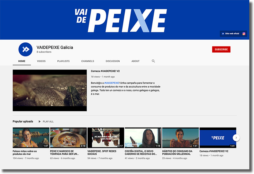 canal de youtube de la campaña VaidePeixe