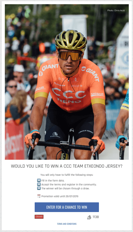 Giveaways for cycling teams