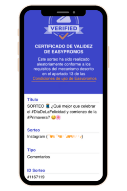 certificado validez sorteo easypromos