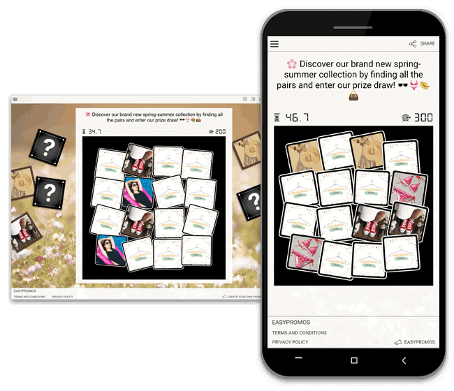 brand recognition: work on it with branded mini-games, for example, memory game