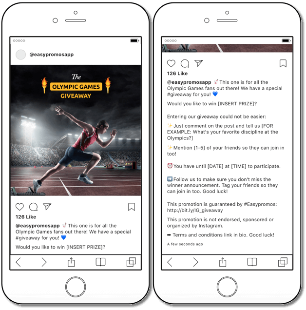 instagram giveaway as olympic games promotion idea for any brand