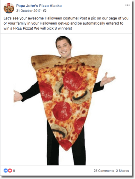 halloween giveaway ideas: papa john's example