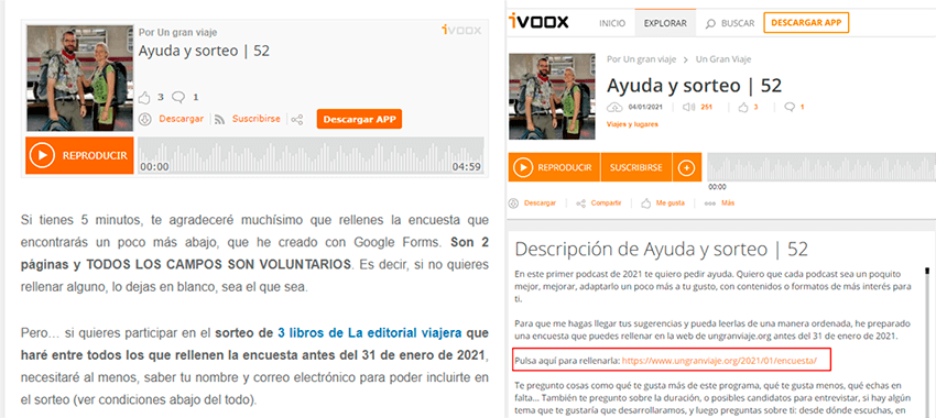 encuesta podcast sorteo