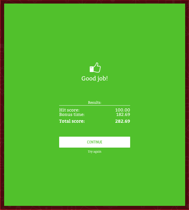 Image of final screen with results, Puzzle app by Easypromos