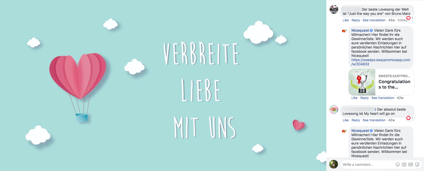 Valentine's Day promo example